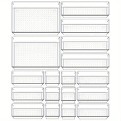 18pcs Desk Drawer Organizers Transparent Plastic Customize Layout Storage Bins