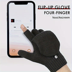 Winter Warm Gloves Half finger Knitted Velvet Touch Screen Gloves