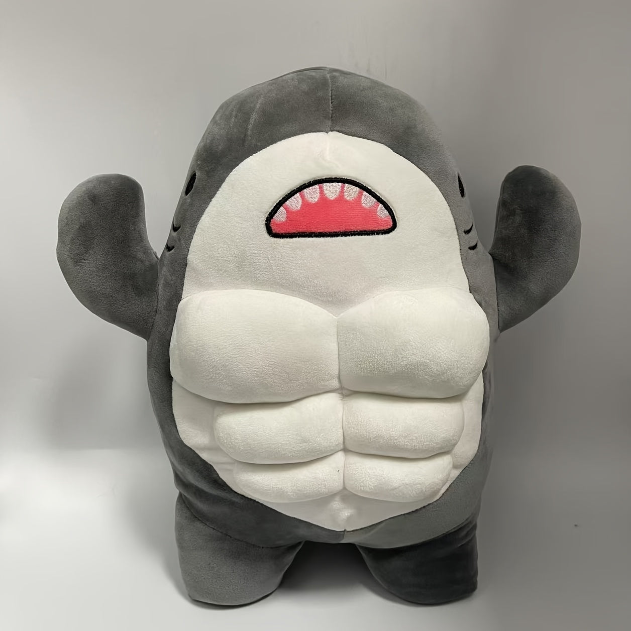 Large Shark Plush Toy 15 7in Soft Fuzzy Cuddly Stuffed Animal Grey Furry Shark