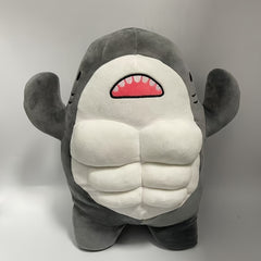 Large Shark Plush Toy 15 7in Soft Fuzzy Cuddly Stuffed Animal Grey Furry Shark