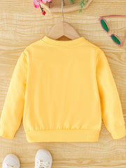 Girls Daisy Flowers Print Crewneck Sweatshirt Top