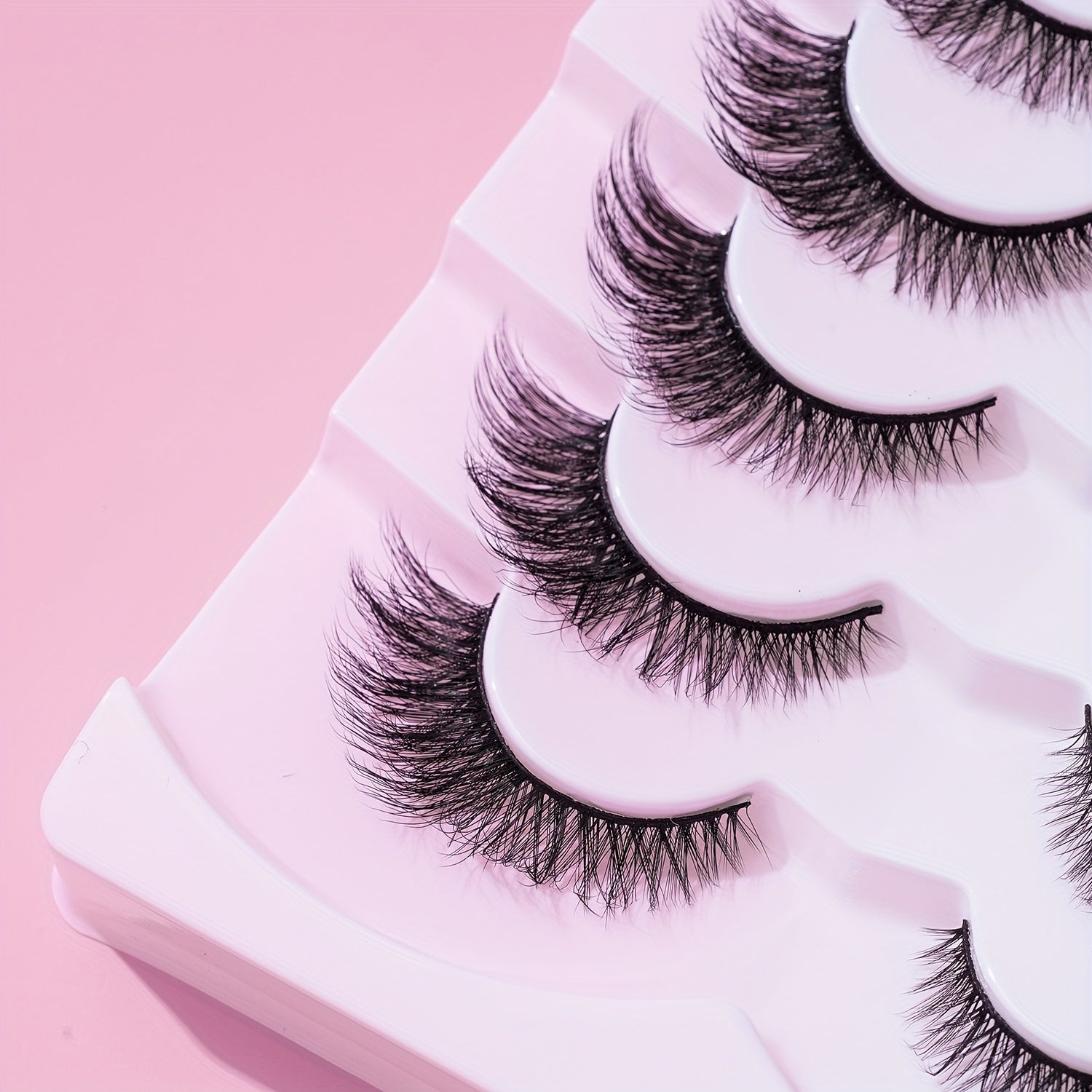 7 Pairs 3D Effect False Eyelashes Natural Look Fishtail End Eye Elongated Lashes