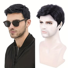 Men's Daily Wear Curly Short Fiber Hair Wig