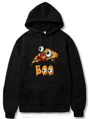 Scary Funny Pizza Cake Men's Hoodie for Fall Winter