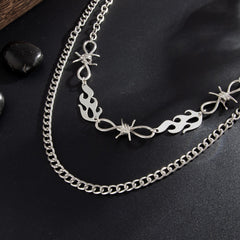 Men's Punk Chain Belt Buckle with Star and Skull, Edgy Accessory