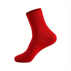 10pairs Red Year Socks Vertical Striped Mid calf Socks