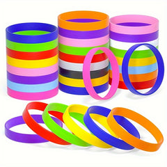 30pcs Silicone Bracelets Sports Rubber Wristband Party Decorations Favors