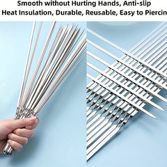21pcs Stainless Steel BBQ Skewers Set with Storage Bucket