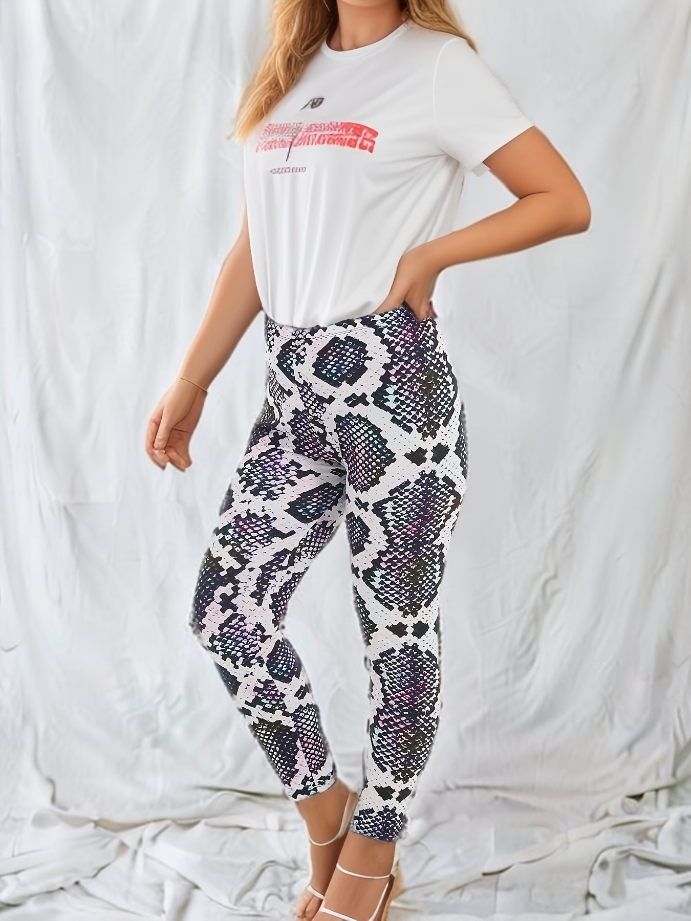 Snake Skin Print High Stretch Fitness Leggings