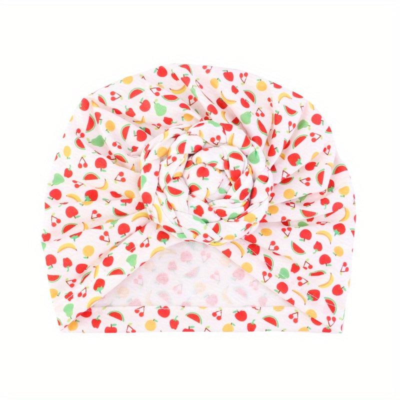 Breathable Knot Printed Flower Kids Turban Hat For Newborn Infant