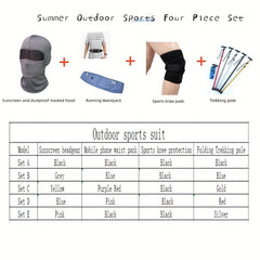 4pcs Set Sunscreen Headgear Mobile Phone Waistband Knee Pads