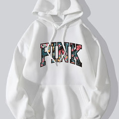 Letter Print Drawstring Hoodie Casual Sweatshirt Women's Clothing