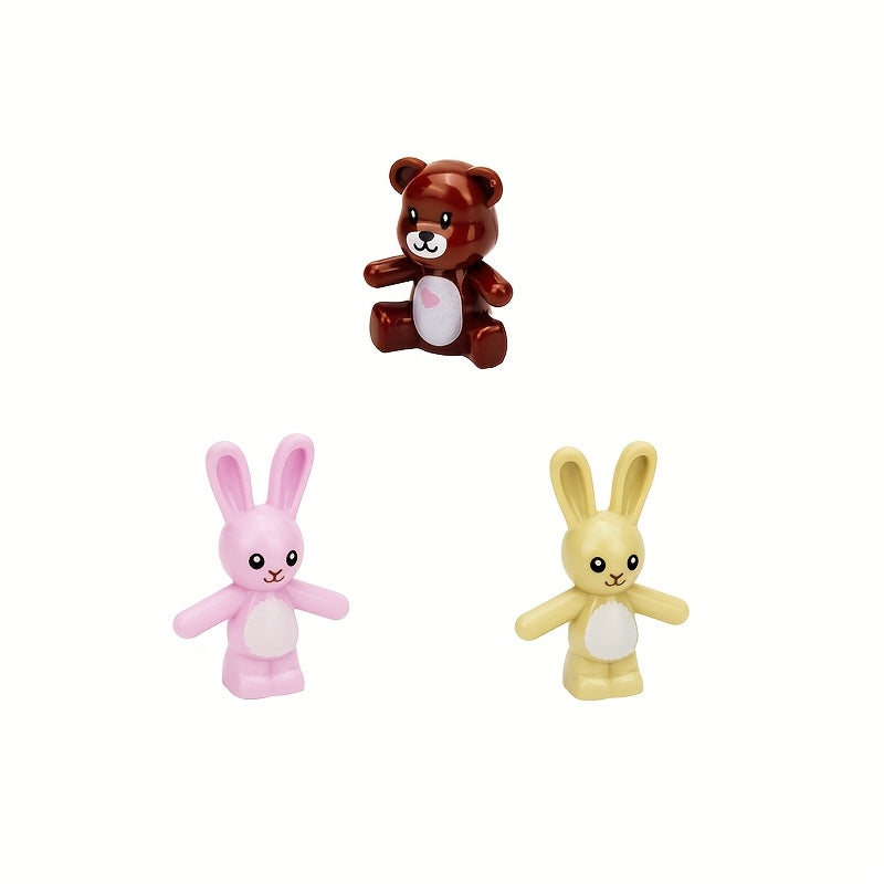 Small Building Blocks Persian Cat Toy Rabbit Doll Lucky Cat Scene Assem