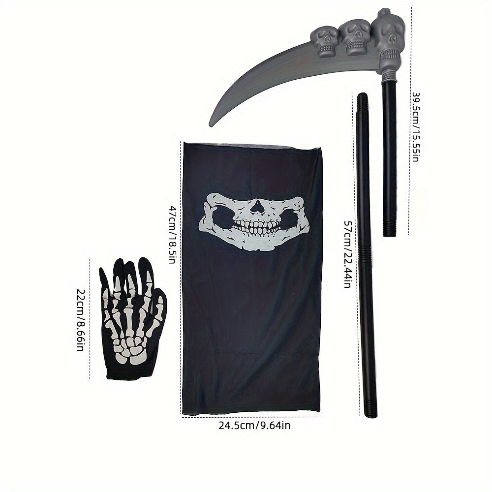 Party Cloak Skull Face Mask And Gloves Set for Cosplay Props