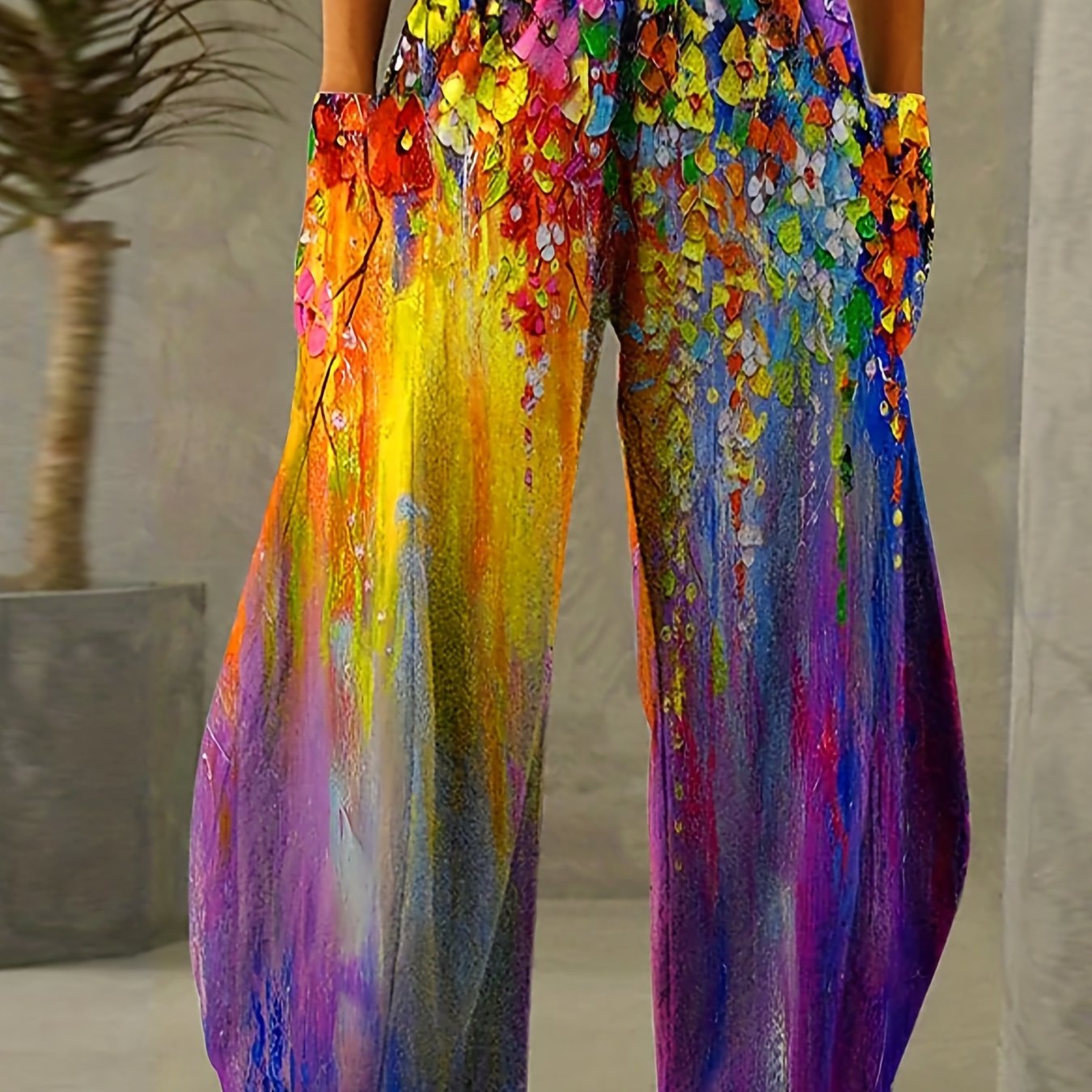 Graphic Print Wide Leg Pants Casual Loose Pants