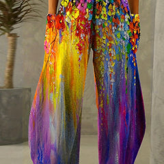 Graphic Print Wide Leg Pants Casual Loose Pants