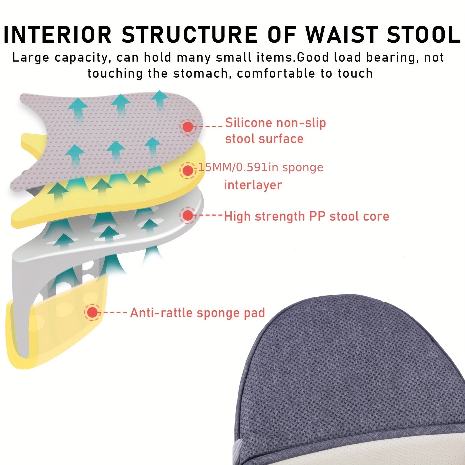 Grey Baby Carrier Waist Seat Hip Seat With Storage Space And Safety