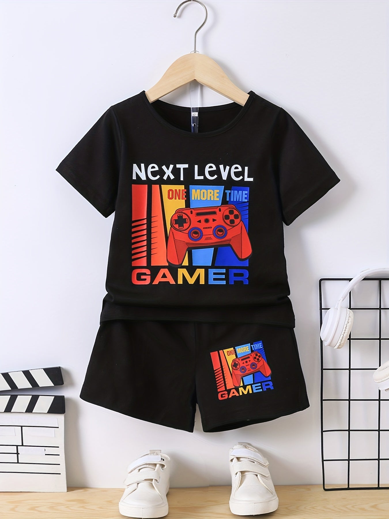 Boys Next Level Gamer Graphic T-shirt & Shorts Summer Outfit Set