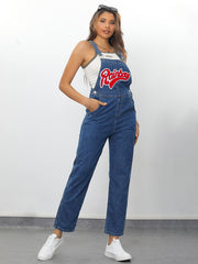 Women's Red Letter Bib Overall Denim Jeans