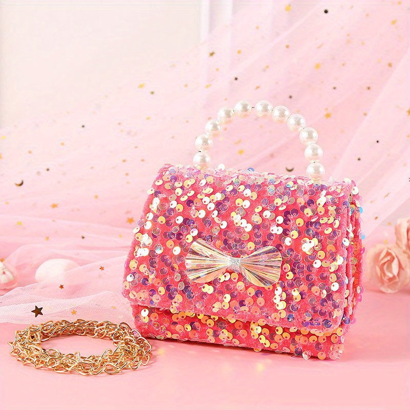 Cartoon Sequin Bow Crossbody Bag Shoulder Bag
