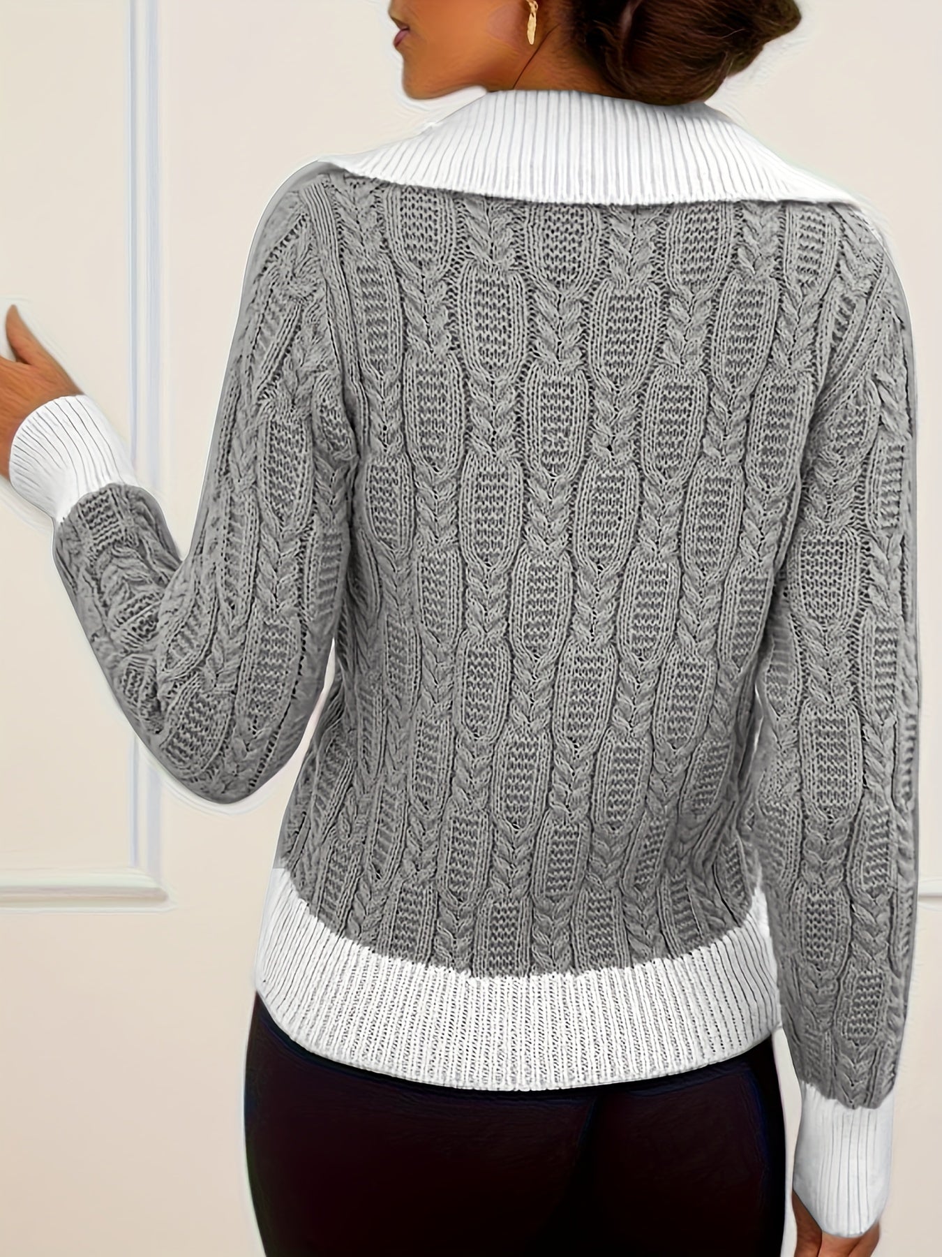 Colorblock Jacquard Sweater Long Sleeve Jumper