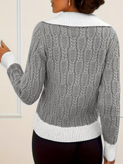 Colorblock Jacquard Sweater Long Sleeve Jumper