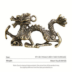 Chinese Dragon Brass Keychain Pendant DIY Copperware Decoration