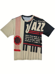 Men's Jazz Instrument Graphic T Shirt for Summer Outdoor Wear
