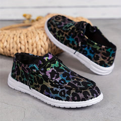 Leopard Pattern Low Top Sneakers Lightweight Casual Sport Flat Shoes