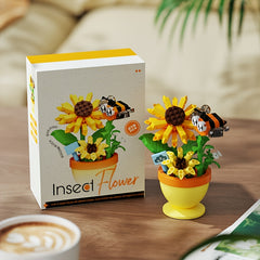 DIY Puzzle Bricks Garden Bouquet Building Set - Rose & Sunflower Deco