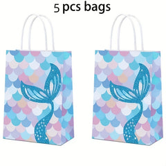 5pcs Mermaid Theme Party Gift Bags - Candy Craft Paper Bags