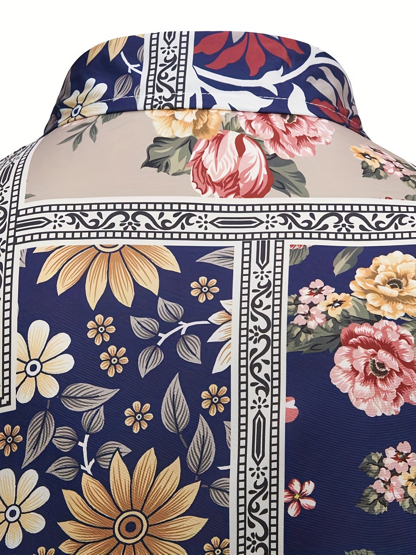 Flower Print Men's Casual Short Sleeve Shirt For Summer Vacation