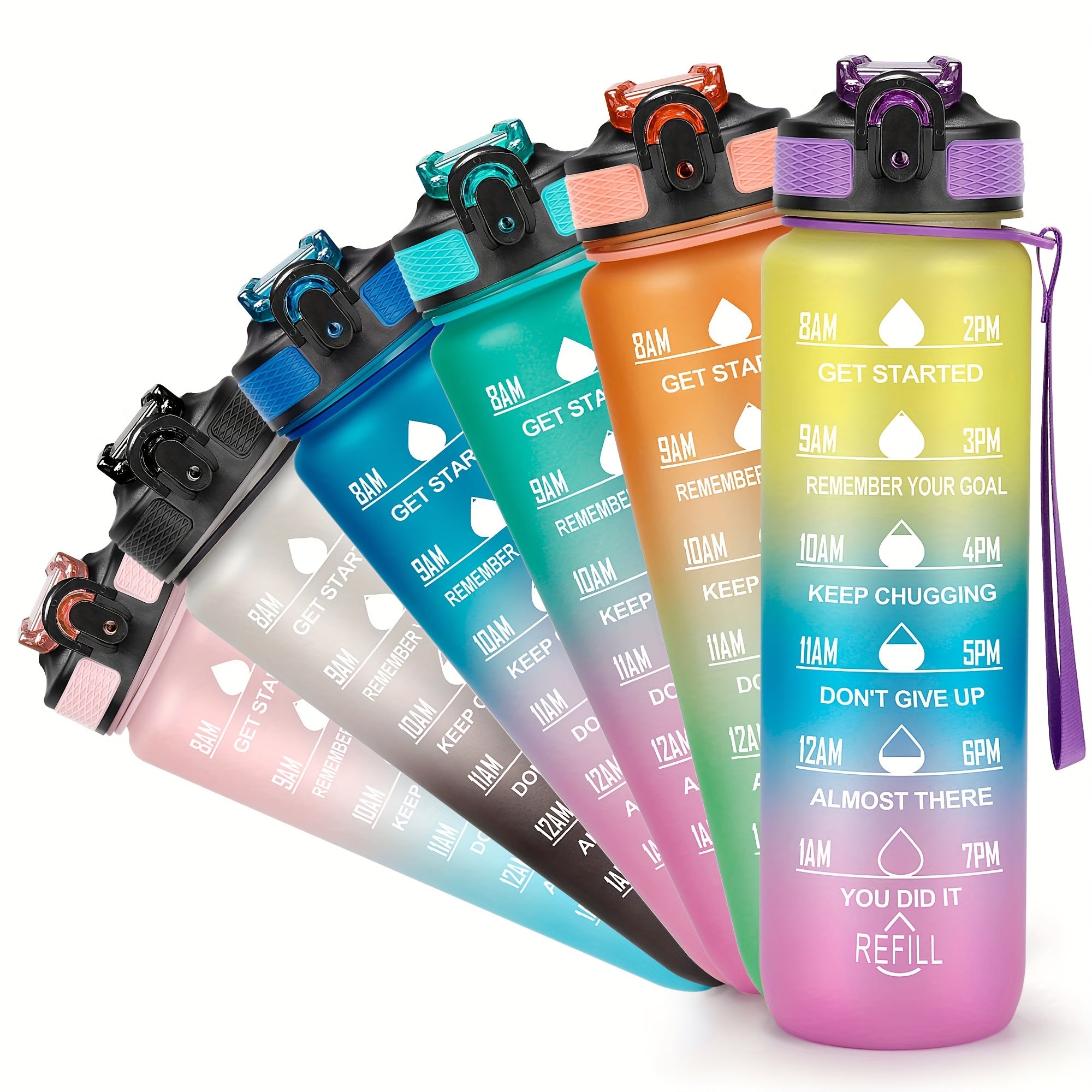 Sports Water Bottle Portable Leak-proof Plastic Water Cup with Straw