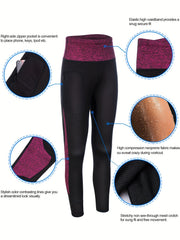 High Waist Sauna Leggings Workout Pants With Zippered Pocket