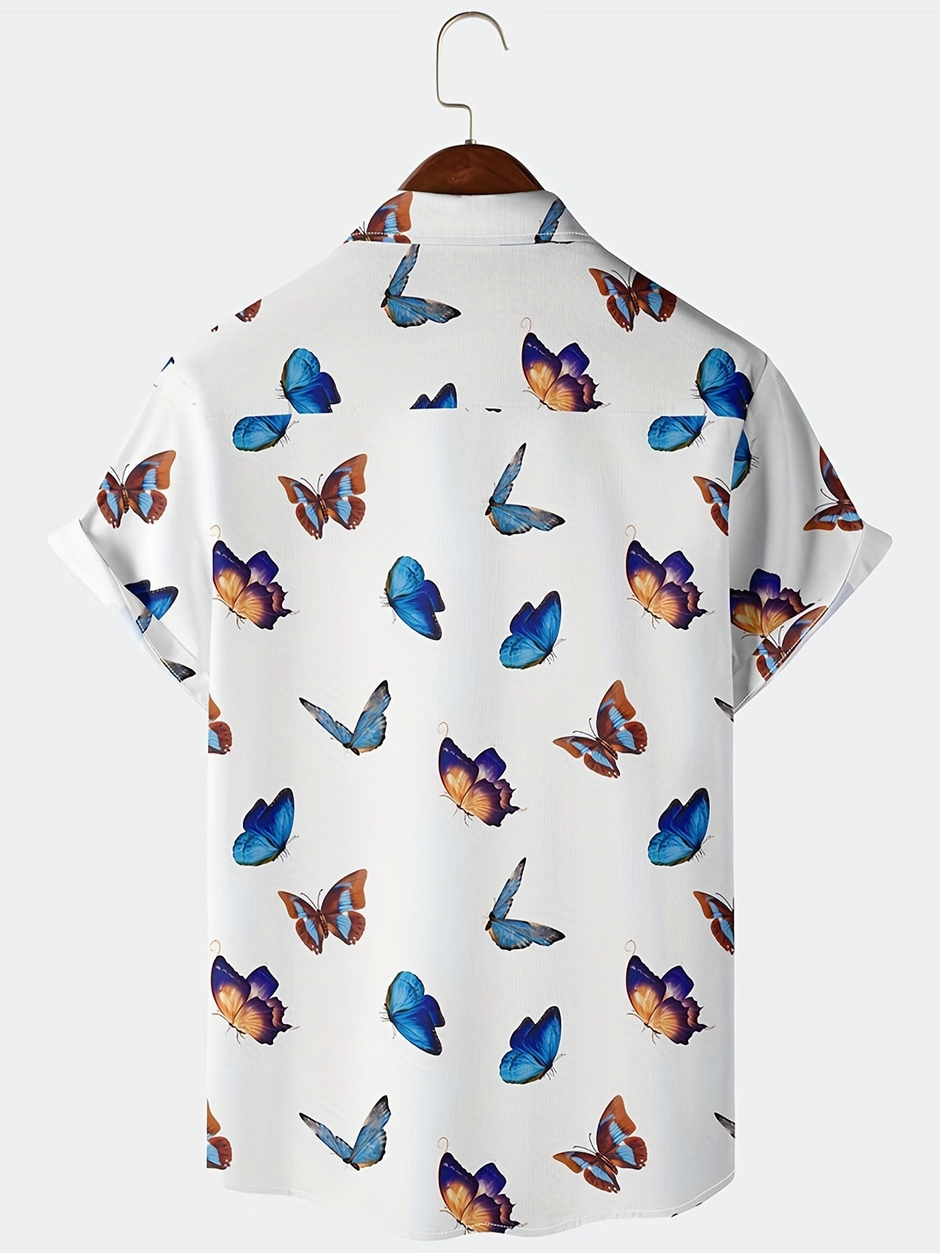 Butterfly Pattern Hawaiian Shirt Men's Casual Allover Print Short Sleeve Shirt