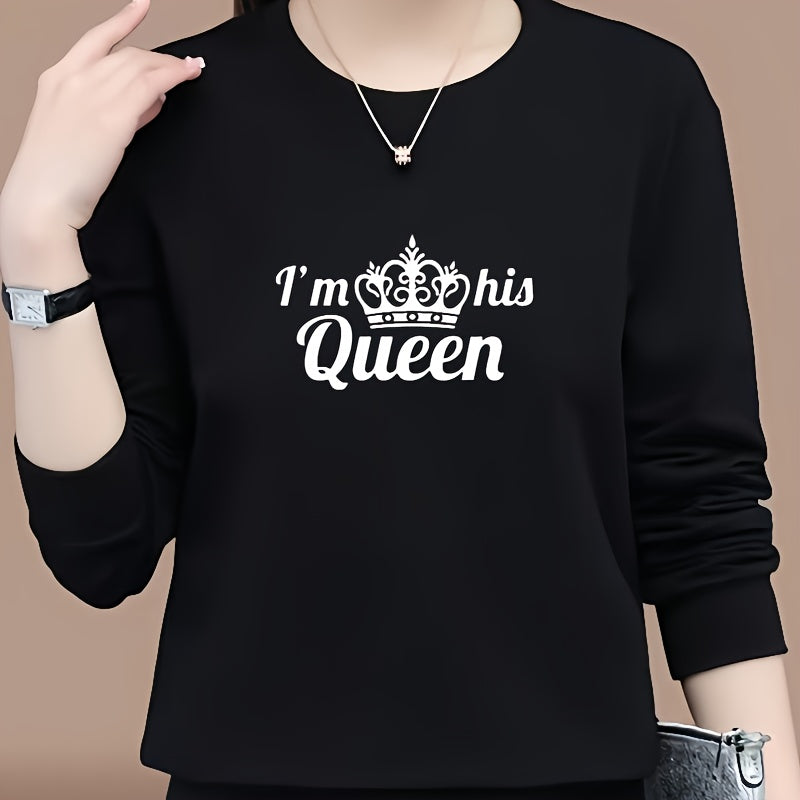 Crown Letter I'm His Queen Pattern Iron on Sticker