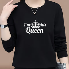 Crown Letter I'm His Queen Pattern Iron on Sticker
