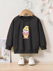 Cartoon Ice Cream Graphic Crew Neck Long Sleeve Sweatshirt for Kids