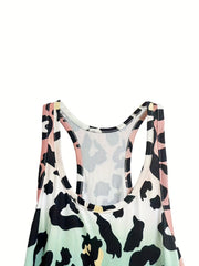 Leopard Lounge Dress Crew Neck Home Dress Women's Loungewear