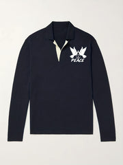 PEACE & Pigeon Pattern Knit Polo Shirt Men's Casual Lapel Sweater