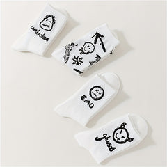 4 Pairs Cartoon Print Socks Halloween Mid Tube Women's Stockings