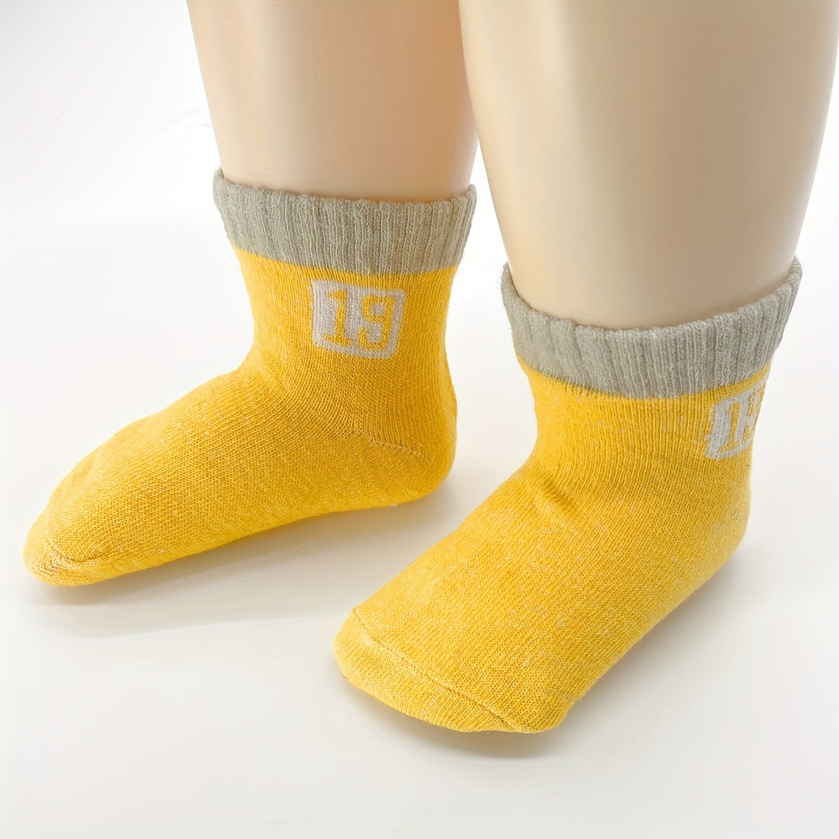 5 Pairs Toddler Crew Socks Number Print Boys Girls