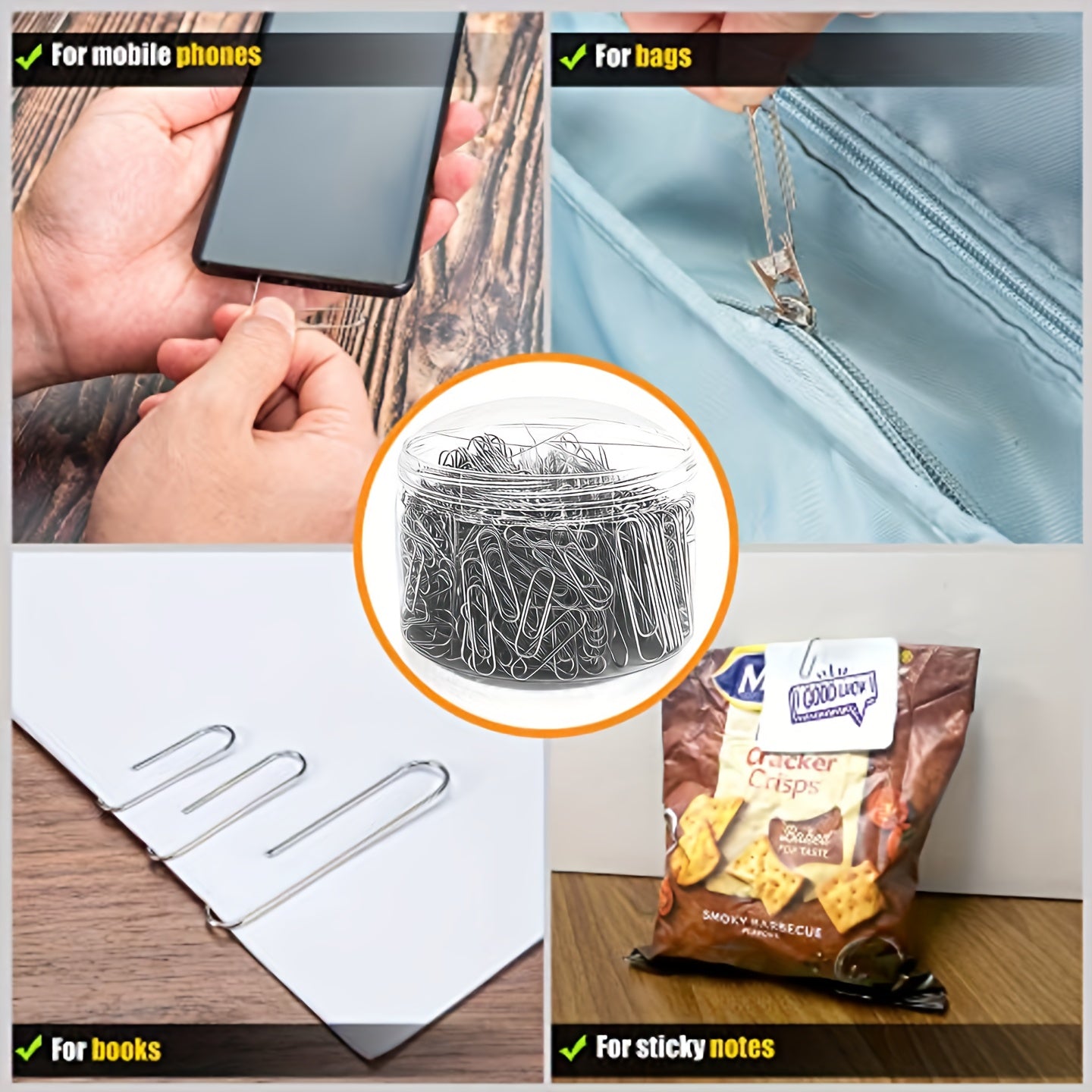 700pcs Paper Clips Assorted Sizes for Home School Office Silvery