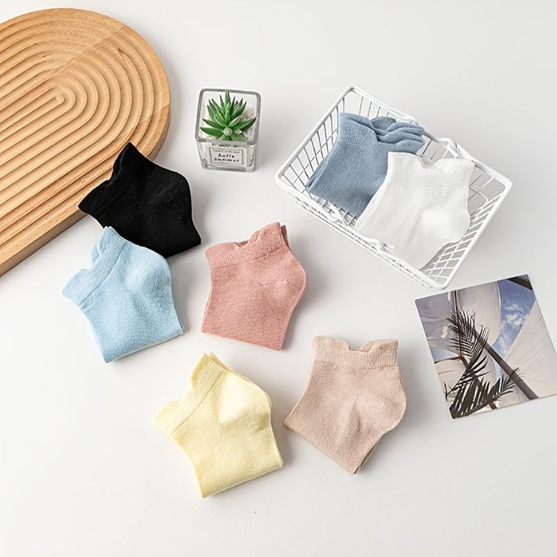 7 Pairs Solid Ankle Socks Casual & Comfy All match Low Cut Socks Women's