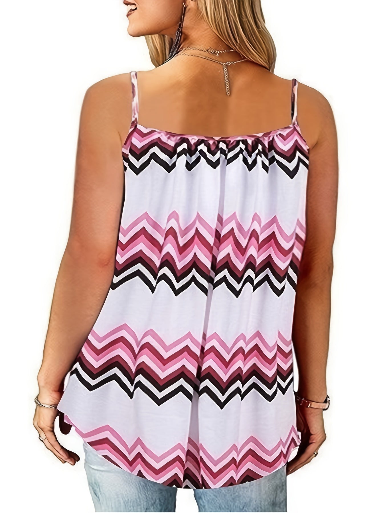 Floral Print Round Neck Med Stretch Cami Top