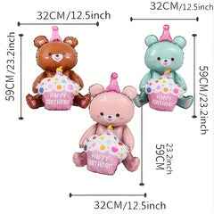 1pc 4D Sitting Cake Bear Cartoon Balloon Decoration