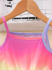 Toddler Girls Tie Dye Gradient Cami Rompers Jumpsuits