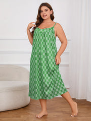 Checkered Print Backless Cami Nightdress