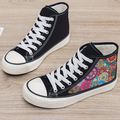 Girls High Top Abstract Pattern Skate Shoes with Plush Lining