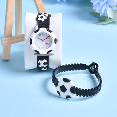 3D Soccer Silicone Strap Boys' Cartoon Watch Sports Quartz Football Wristband